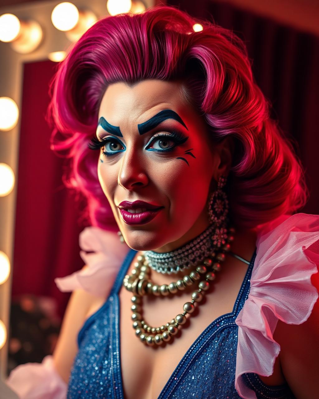 Portrait d'une drag queen en loge