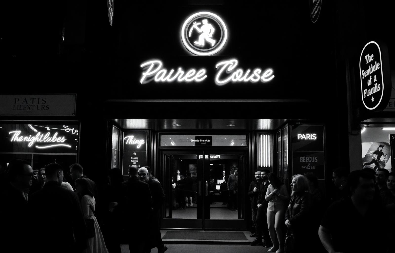 Entrée d'un club parisien la nuit
